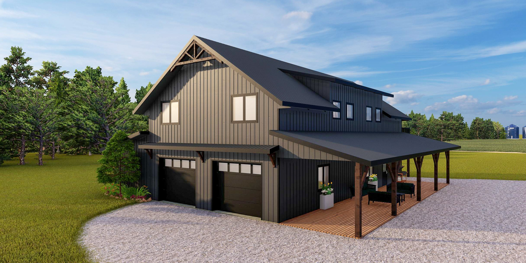 Integrity Residential Post-Frame Building Carruage House XL in Charcoal Colour