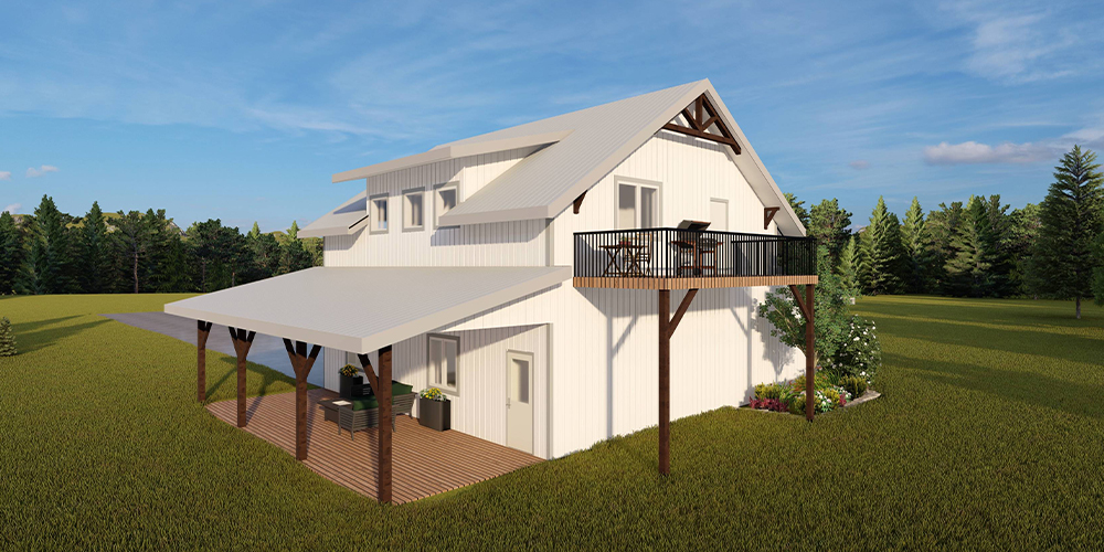 Integrity Residential Post-Frame Building - Carriage House in White Colour