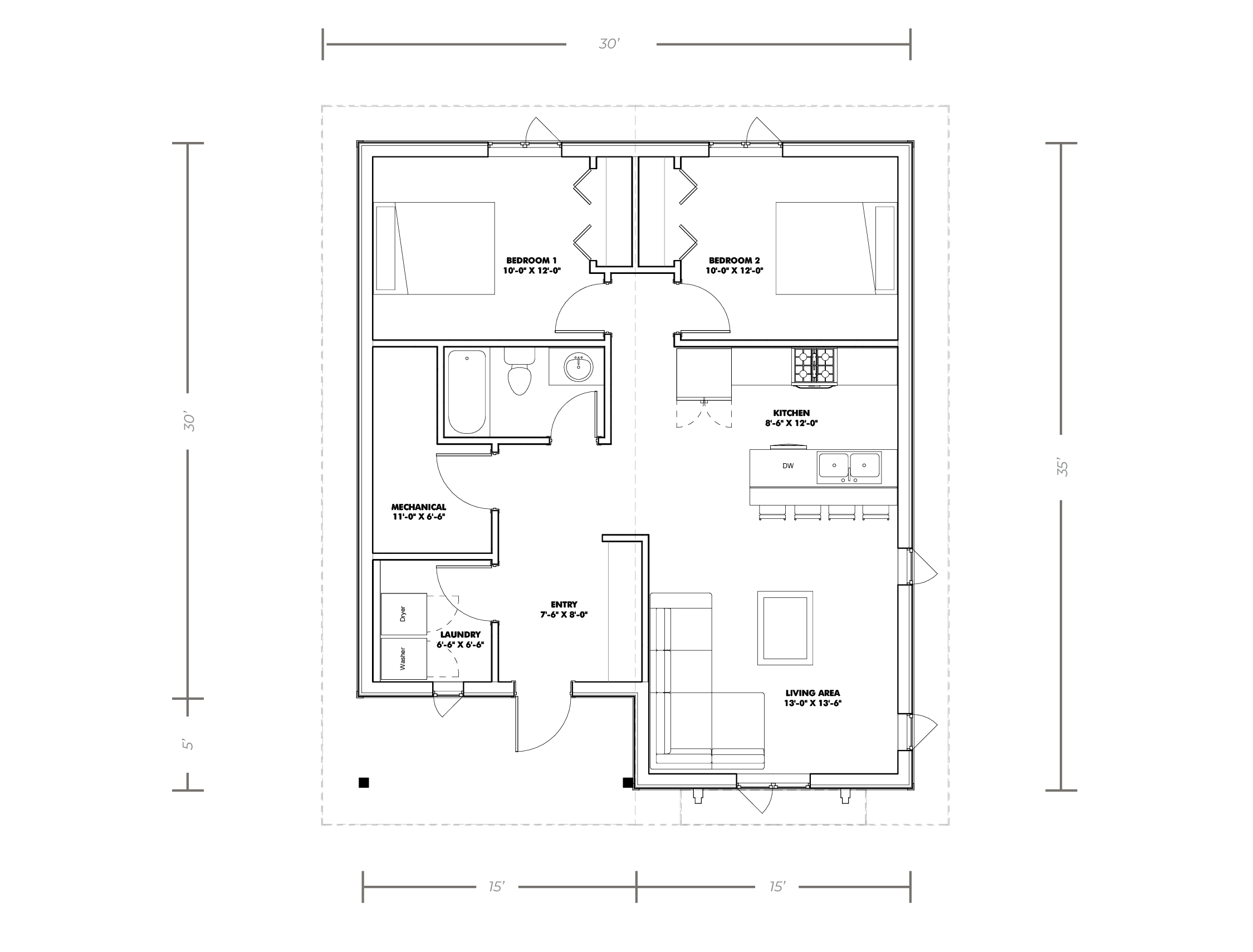 Floor plan of the Guest House - a Residential building by Integrity Post Structures