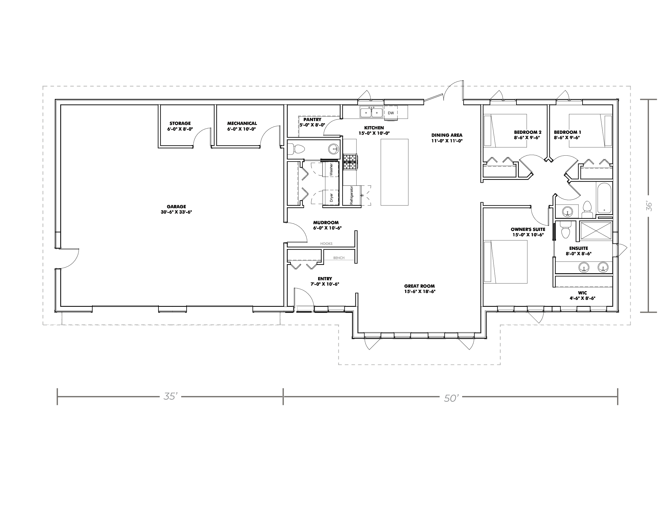 Floor plan of Prairie Peak - a Residential building by Integrity Post Structures