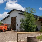 A bright white post-frame community centre