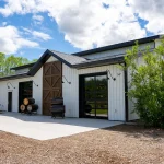 A bright white post-frame community centre
