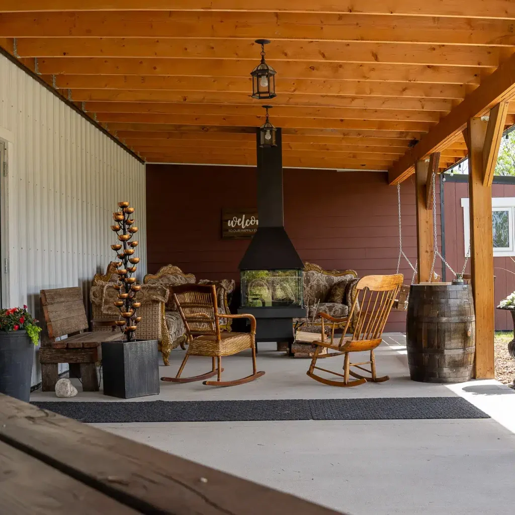 A bright white post-frame community centre