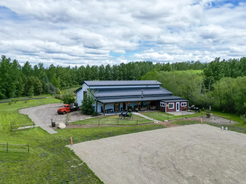 A bright white post-frame community centre