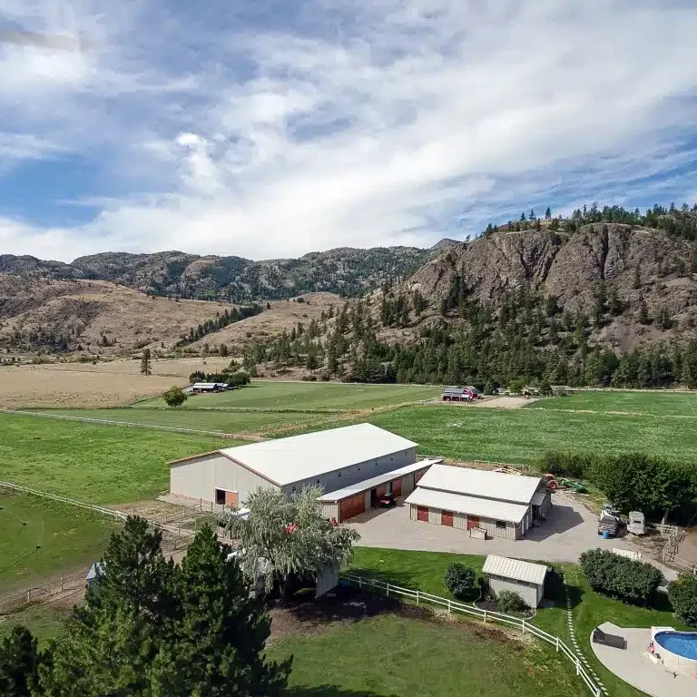A Stone Grey post-frame equestrian Riding Arena
