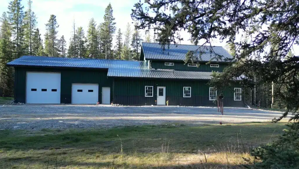 A post-frame residential barndominium