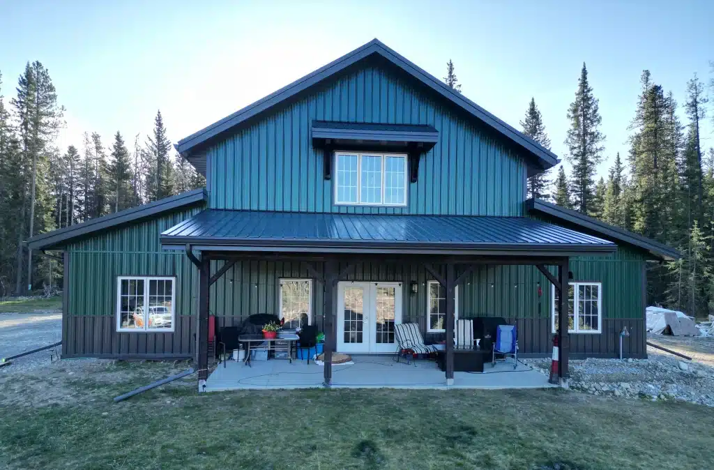 A post-frame residential barndominium