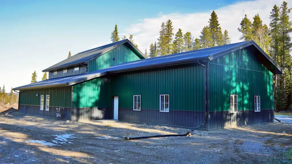 A post-frame residential barndominium