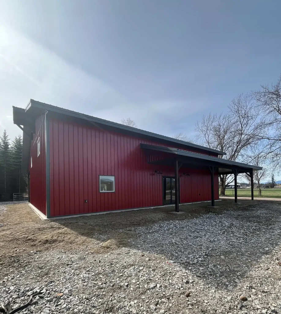 A Dark Red post-frame lifestyle & hobby shop