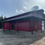 A Dark Red post-frame lifestyle & hobby shop