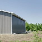 A charcoal lifestyle & Hobby post-frame shop with one chain overhead door