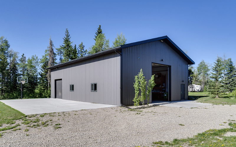 A iron ore lifestyle & Hobby post-frame shop with one overhead door