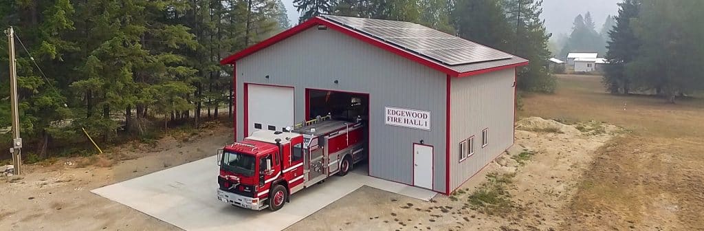 A Regent Grey post-frame commercial Firehall