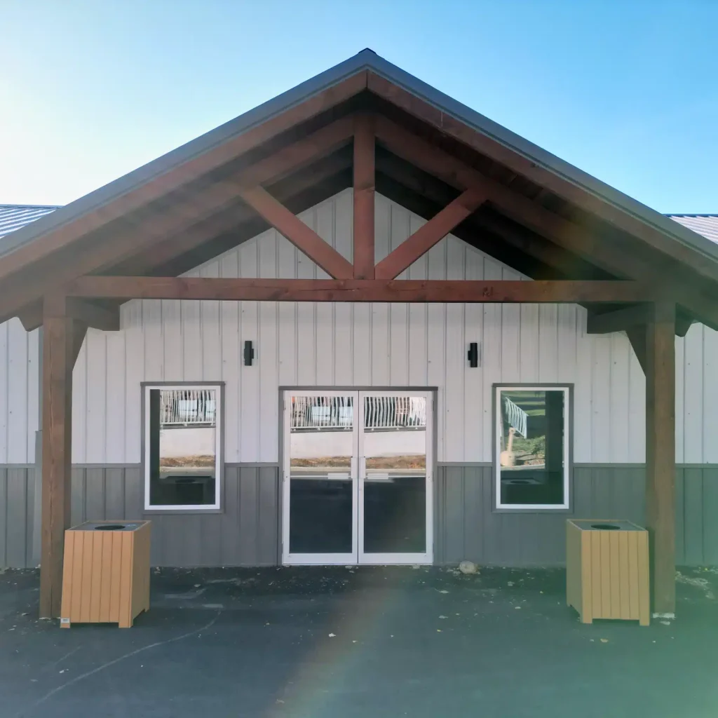 A post-frame commercial golf cart storage