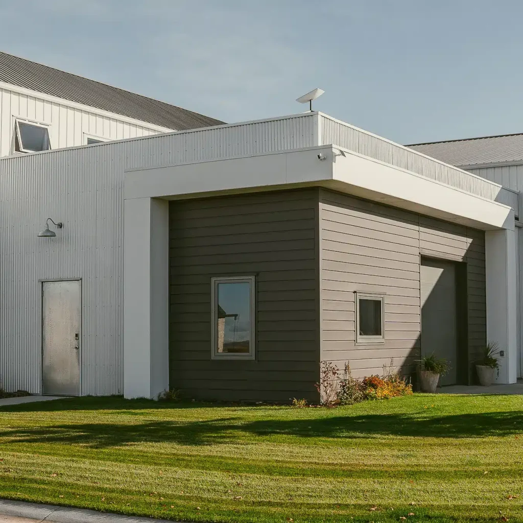 A post-frame equestrian riding arena