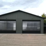A post-frame agricultural shop