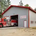 A Regent Grey post-frame commercial Firehall