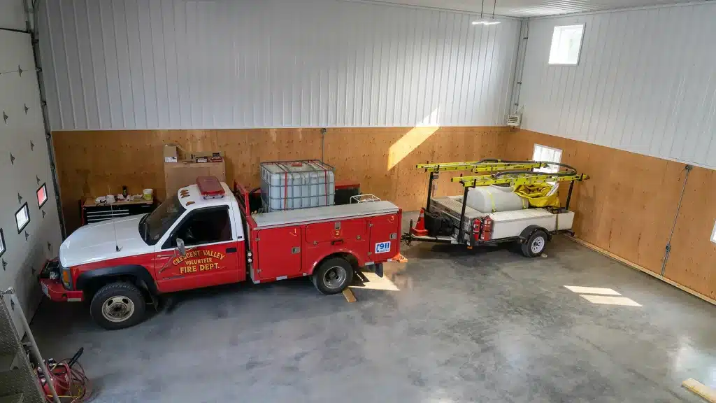 A Regent Grey post-frame commercial Firehall