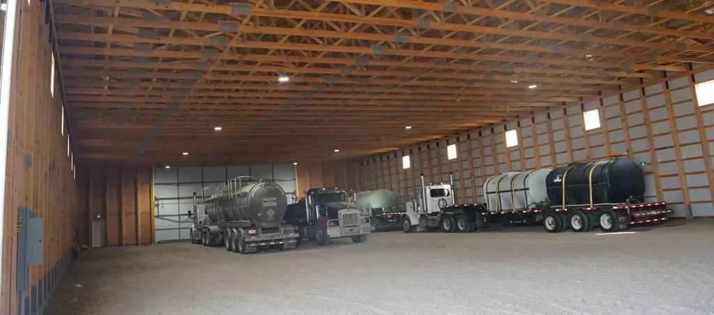 A Bone White post-frame agricultural storage building