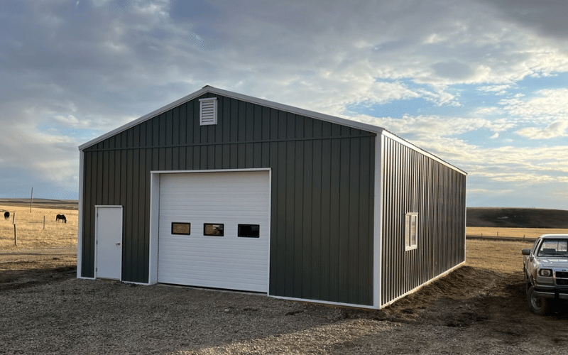 A dark sage post-frame Lifestyle and hobby shop