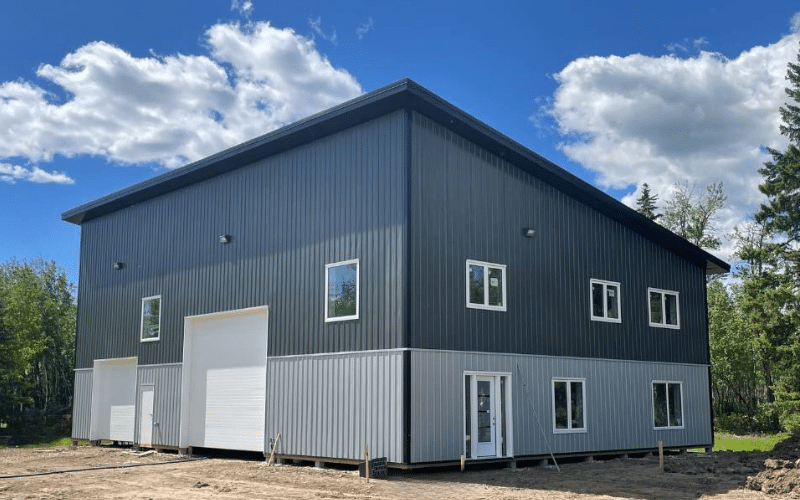 A gunmetal post-frame lifestyle & hobby shop with regent grey wainscoting