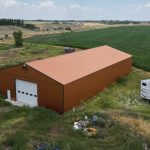 A copper penny post-frame agriculture storage building
