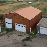A copper penny post-frame agriculture storage building