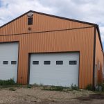 A copper penny post-frame agriculture storage building