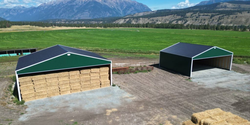 A Melchers green post-frame hayshed