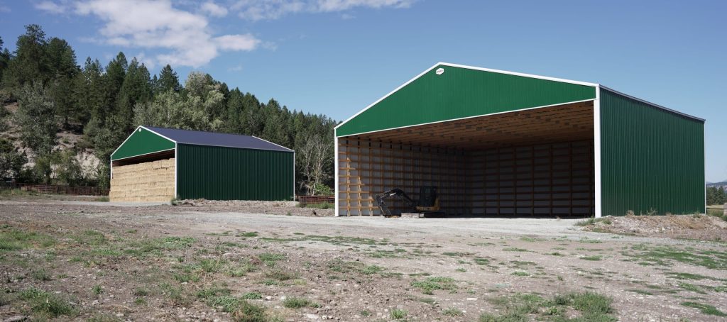 A Melchers green post-frame hayshed