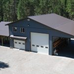 A bluebird post-frame custom residential suite with a garage and open lean-to