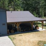 A bluebird post-frame custom residential suite with a garage and open lean-to