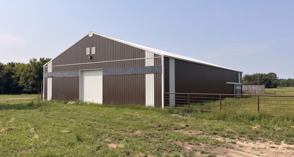 Explore the custom barn and livestock shelter built for Bryan of Wilbar Cattle Co near Dundurn, SK. Engineered for cattle protection and heavy prairie weather.