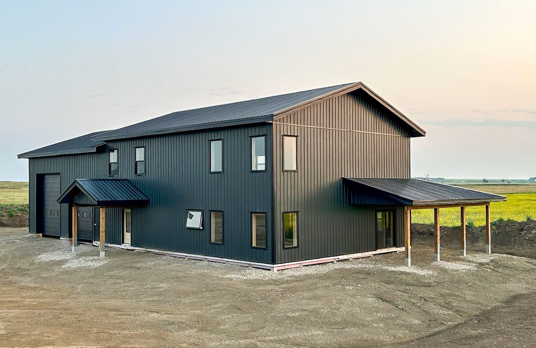 A post-frame custom home - Shouse - shop + house build by Integrity Post Structures in Alberta