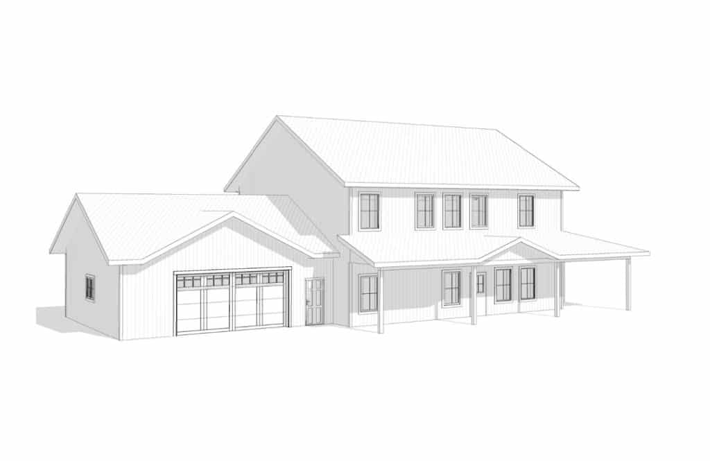 Farm House Banrdominium rendering sketch by Integrity Post Structures