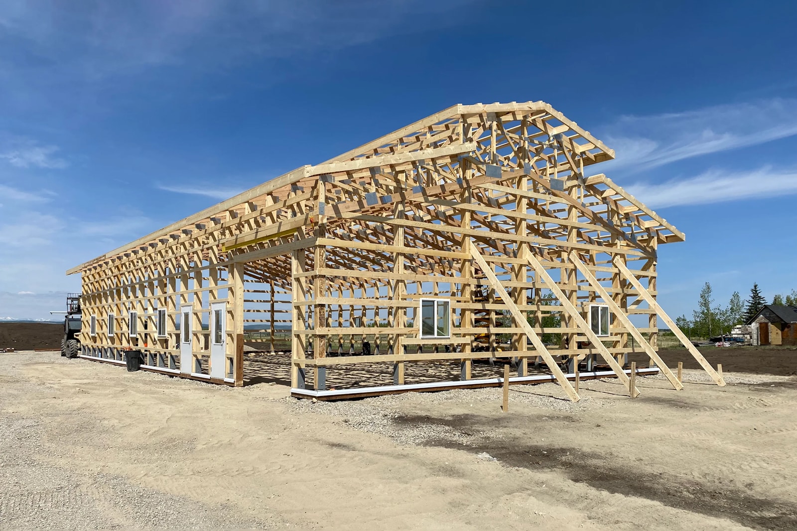 post-frame building under construction