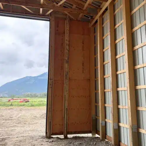 Post-frame Shear wall for added strength