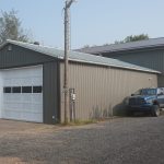 A Sable custom post-frame storage building with overhead doors