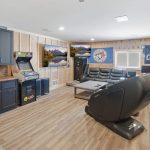 A dark brown lifestyle shop with an open lean-to and awnings