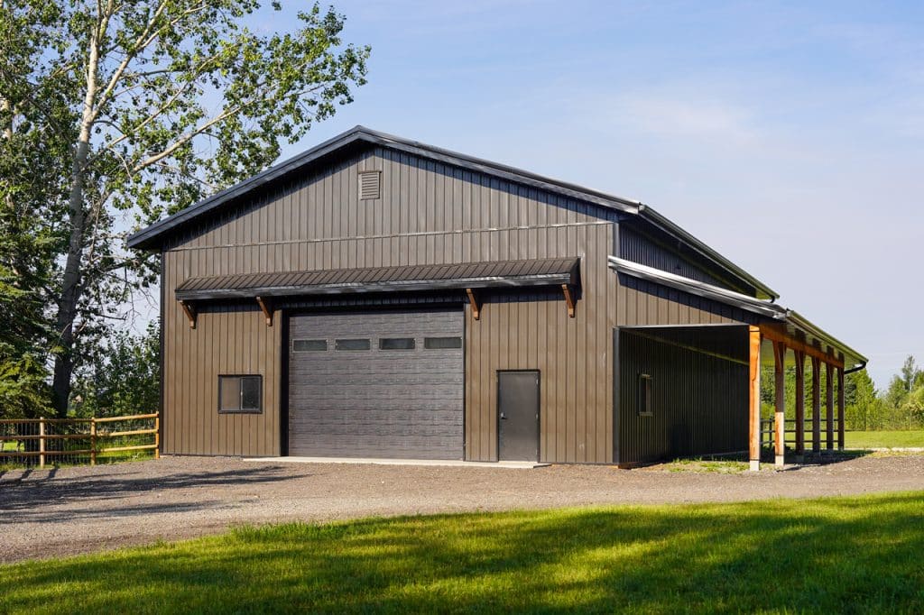 A post-frame shop built by Integrity Post Structures in Foothills