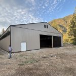 A sea wolf agriculture post-frame storage building with two sliding doors