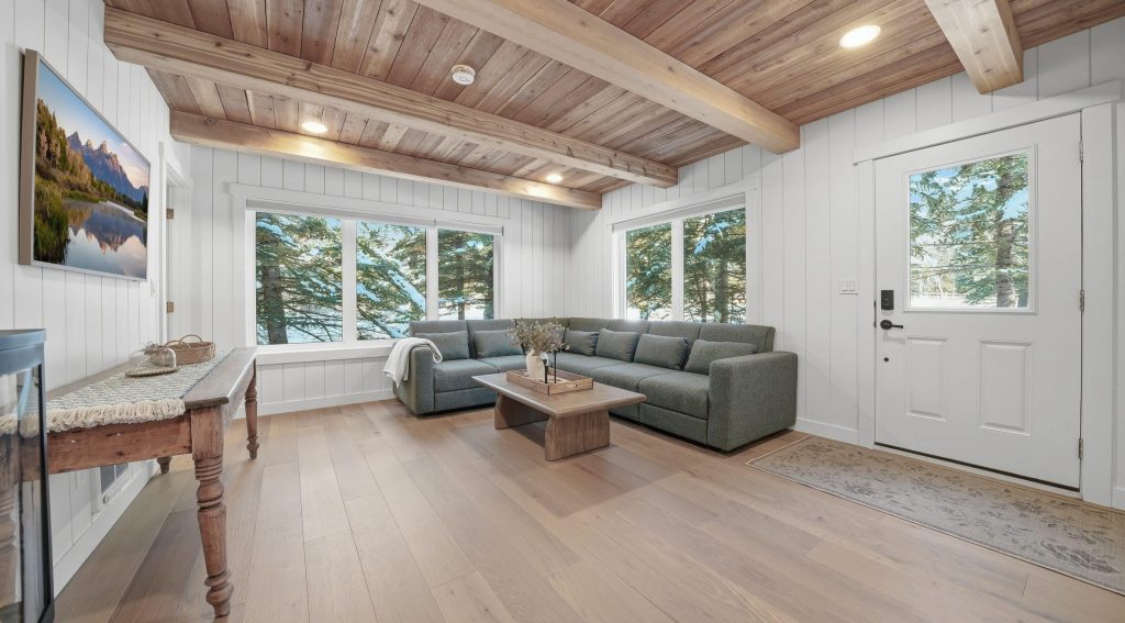 A black post-frame guest house