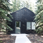 A black post-frame guest house