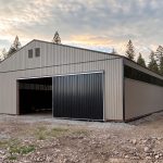 A sea wolf agriculture post-frame storage building with two sliding doors