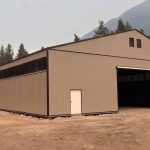 A sea wolf agriculture post-frame storage building with two sliding doors