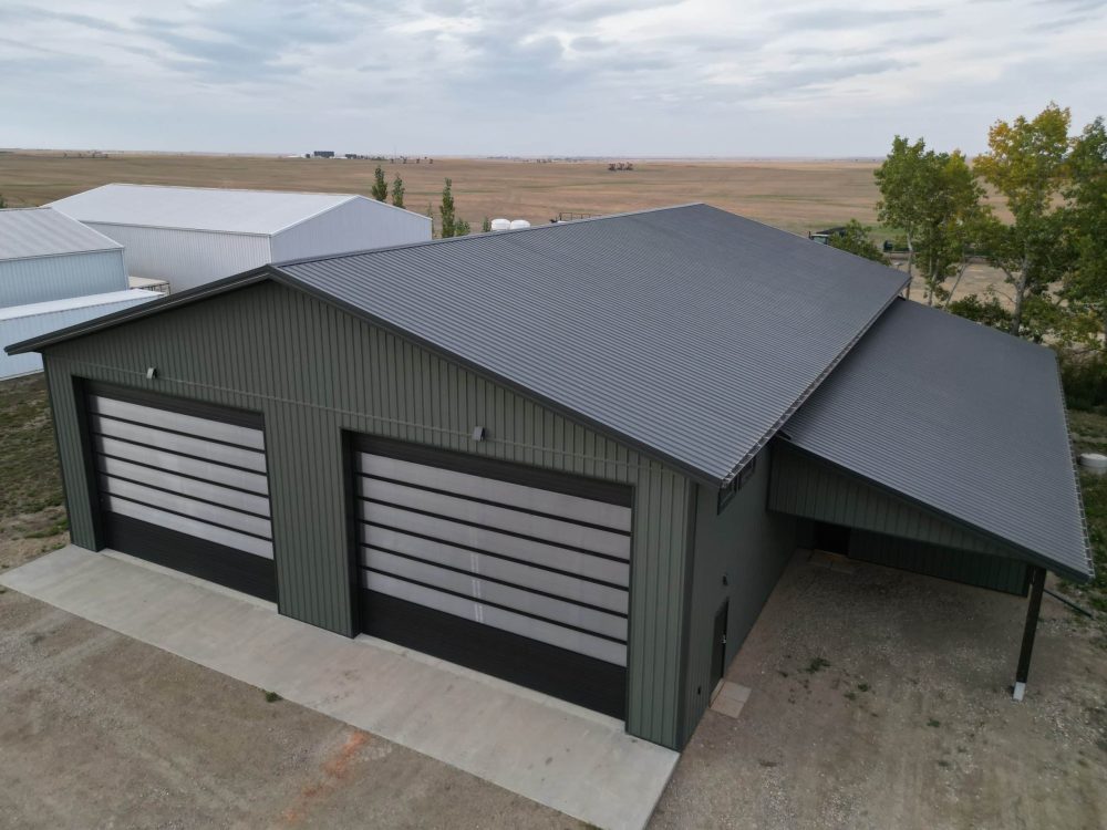 post-frame ag shop, farm machine shed in Kindersley, Saskatchewan